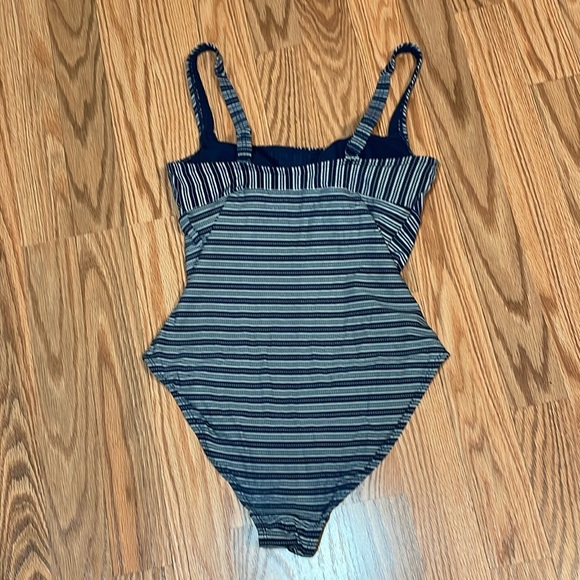 Navy Striped One Piece Swimsuit, XS S - Picture 6 of 9